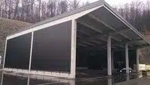 Lehde, Warsteiner, Leerpalettenlagerhalle, lagerhalle, Windschutznetze, Stahlbetonbau