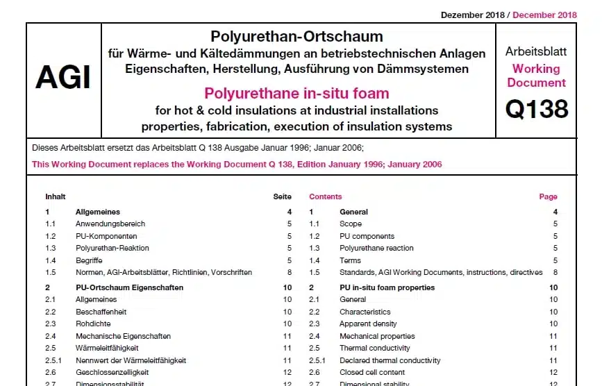 Polyurethan-Ortschaum, AGI Q 138