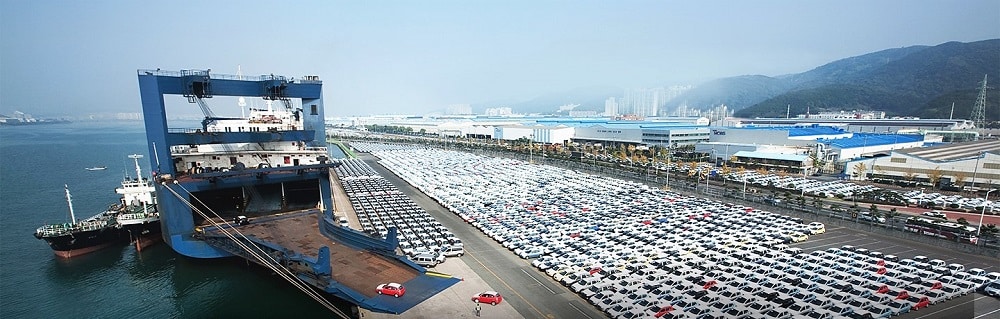 Auf einer Fläche von 5,5 Mio qm produziert Hyundai in Ulsan, Südkorea. Zu der Fabrik gehören ein eigener Hafen, eine Feuerwehr und ein Krankenhaus. Bild: Hyundai Motor Company