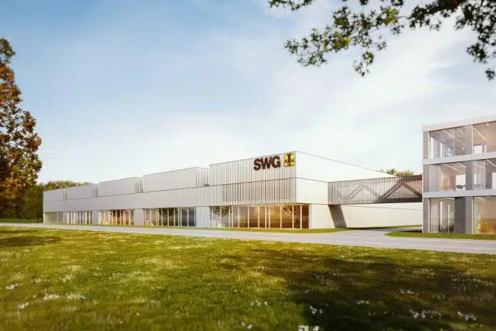 Rendering der Produktionshalle von SWG in Waldenburg. Bild: HK Architekten