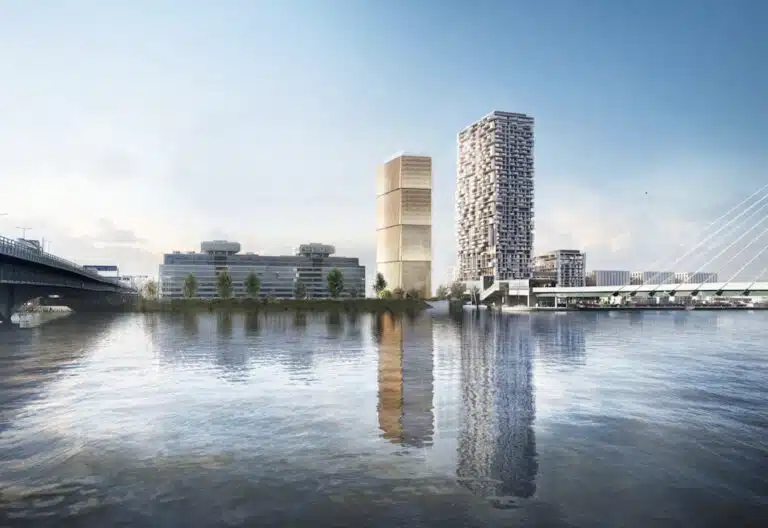 Donaumarina Tower: 113 Meter in Holz-Hybrid-Bauweise