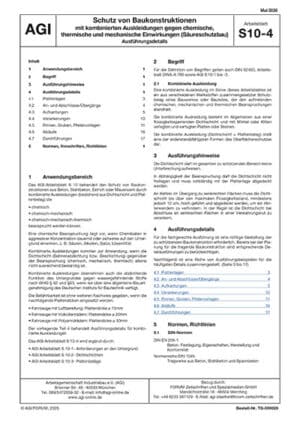 AGI Blatt S10 Schutz von Baukonstruktionen mit kombinierten Auskleidungen gegen chemische, thermische und mechanische Einwirkungen (Säureschutzbau)