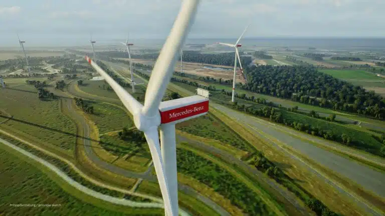Prinzip-Darstellung des Windparks am Mercedes-Benz-Testgelände in Papenburg