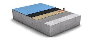 Schematischer Systemaufbau MC‑DUR ChemProtect mit Grundierung, Kratz- und Lunkerspachtel, leitfähiger Schicht und Deckbeschichtung auf Betonboden