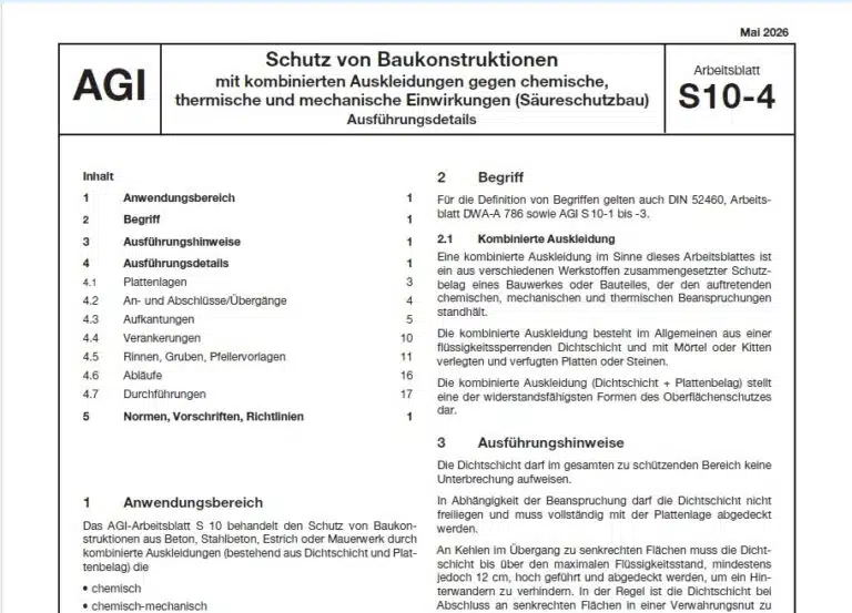 AKTUALISIERTES AGI-ARBEITSBLATT S 10-4 Ausführungsdetails für den Säureschutzbau