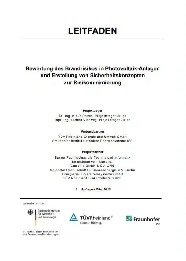 Leitfaden zur Bewertung des Brandrisikos in PV-Anlagen und Erstellung von Sicherheitskonzepten zur Risikominimierung als PDF